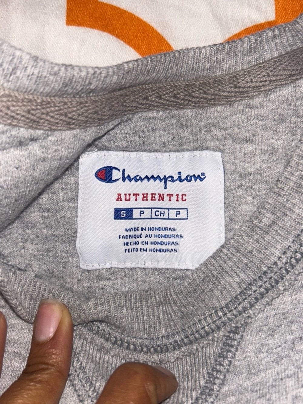 Champion Light Gray Crewneck Sweatshirt with Logo Tag